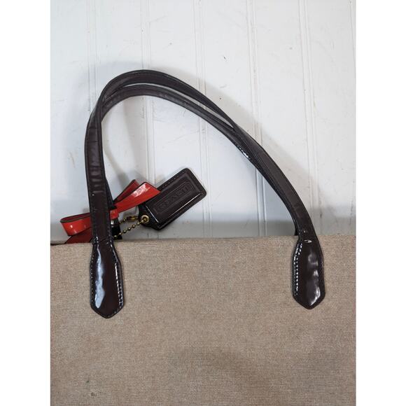 Coach F24665 Stripe North South Beige Wool Blend Tote - Picture 7 of 15